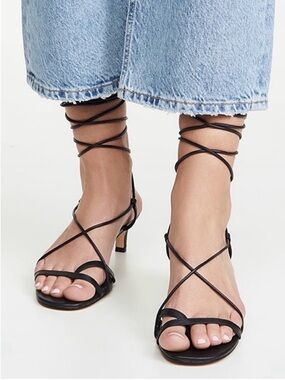 NIB Villa Rouge Black Strappy Lace-Up Women's Sandal Size 6.5